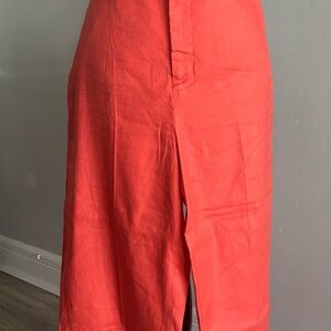 Liverpool Wide Leg Orange Linen Capri Pants , Size 16/33